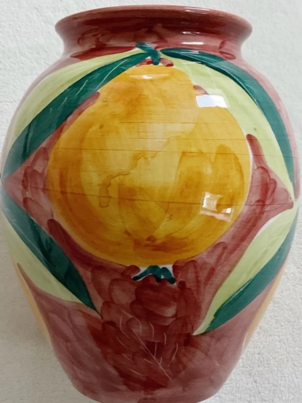 Vintage Pottery Barn Made in Italy Hand Painted Fruit Vase Tuscan Decor